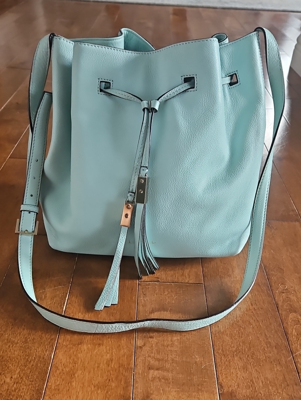 Kate Spade Light Aqua Leather Bucket Tote Bag - Unbranded